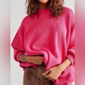 FREE PEOPLE Easy street tunic sweater hot pink strawberry spritz small